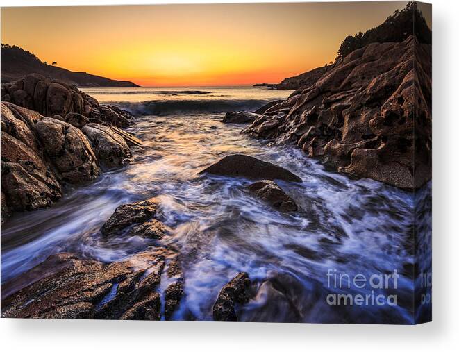 Ares Canvas Print featuring the photograph Sunset On Chanteiro Beach Galicia Spain #2 by Pablo Avanzini