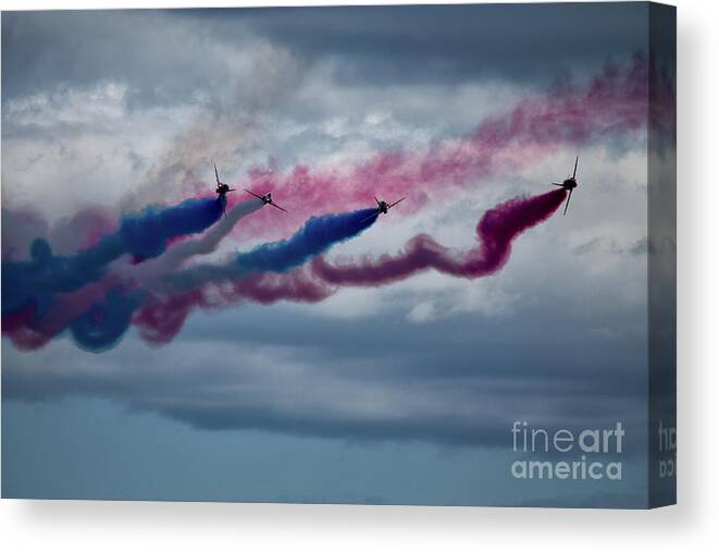 Red Arrows Canvas Print featuring the photograph The Red Arrows #2 by Smart Aviation