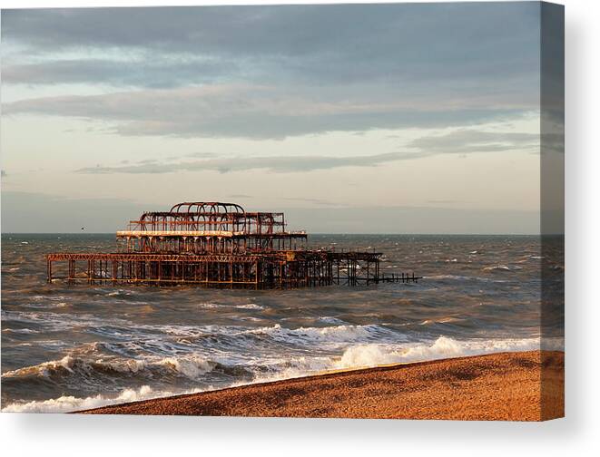 Brighton Canvas Print featuring the photograph The West Pier in Brighton #2 by Dutourdumonde Photography