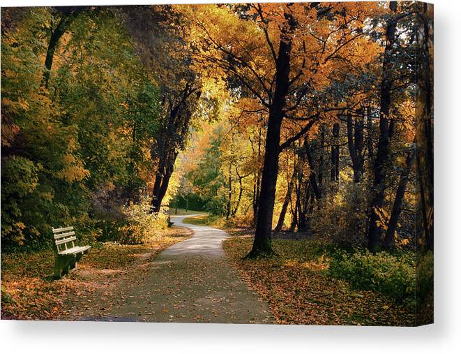 Autumn Canvas Print featuring the photograph Through the Woods by Jessica Jenney