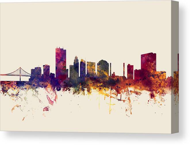 City Canvas Print featuring the digital art Toledo Ohio Skyline #2 by Michael Tompsett