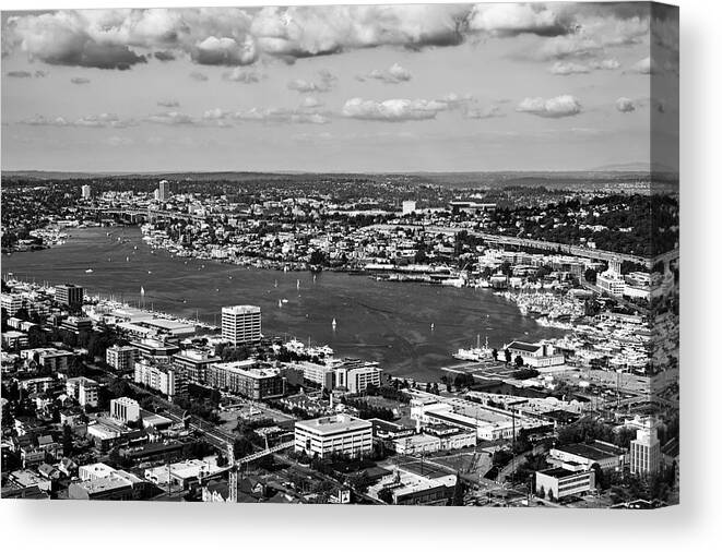 Aerial View Canvas Print featuring the photograph View of Lake Union - Seattle #2 by Mountain Dreams