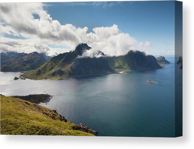 Offersoykammen Canvas Print featuring the photograph View towards Flakstadoya from Offersoykammen #3 by Aivar Mikko