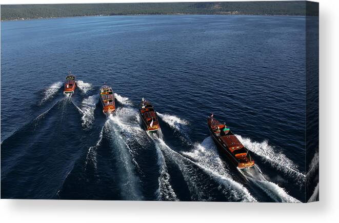 Boat Canvas Print featuring the photograph Classic Wooden Runabouts #36 by Steven Lapkin