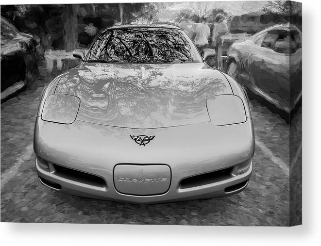 2001 Corvette Canvas Print featuring the photograph 2001 Corvette LS1 c203 BW by Rich Franco