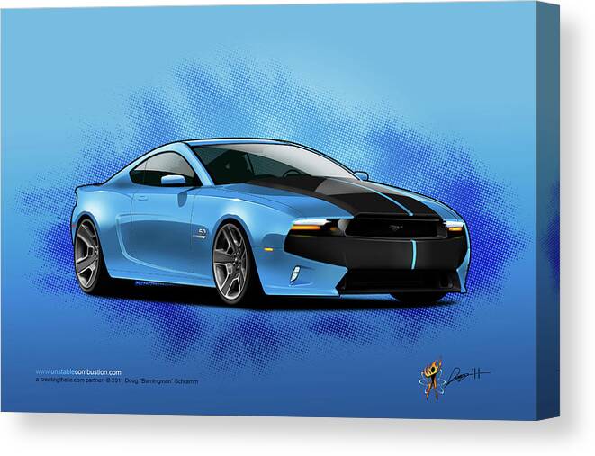 Cars Canvas Print featuring the digital art 2014 Mustang by Doug Schramm