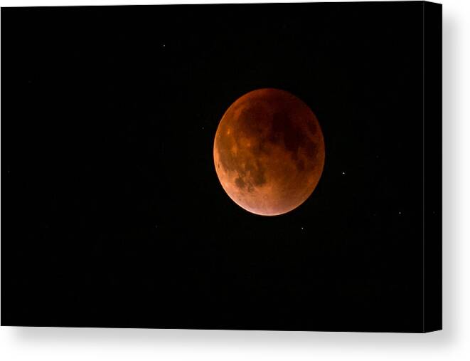 Terry D Photography Canvas Print featuring the photograph 2015 Blood Harvest Supermoon Eclipse by Terry DeLuco