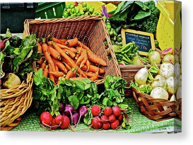 Vegetables Canvas Print featuring the photograph 2016 Monona Farmers' Market Season's End by Janis Senungetuk