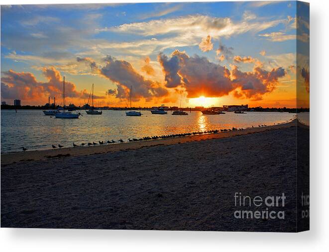 Phil Foster Park Canvas Print featuring the photograph 22- Sunset at Seagull Beach by Joseph Keane