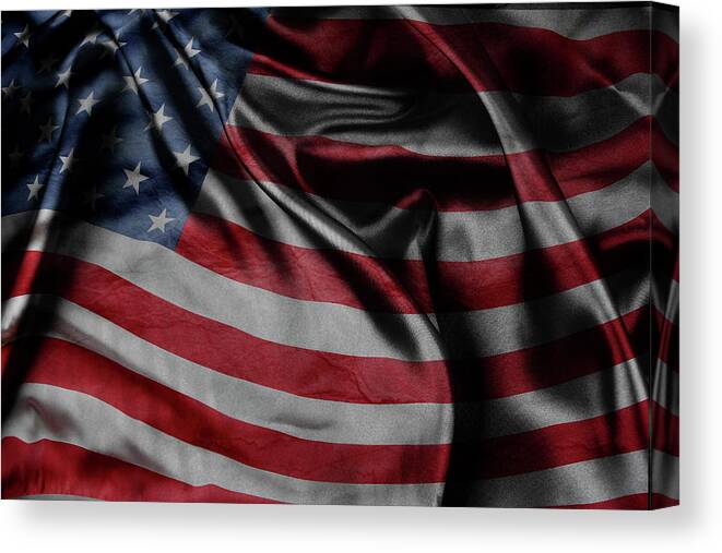 American Flag Canvas Print featuring the photograph American flag 20 by Les Cunliffe