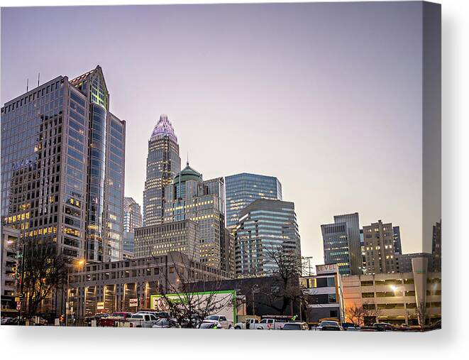 Skyline Canvas Print featuring the photograph Charlotte North Carolina City Skyline And Street Scenes #27 by Alex Grichenko