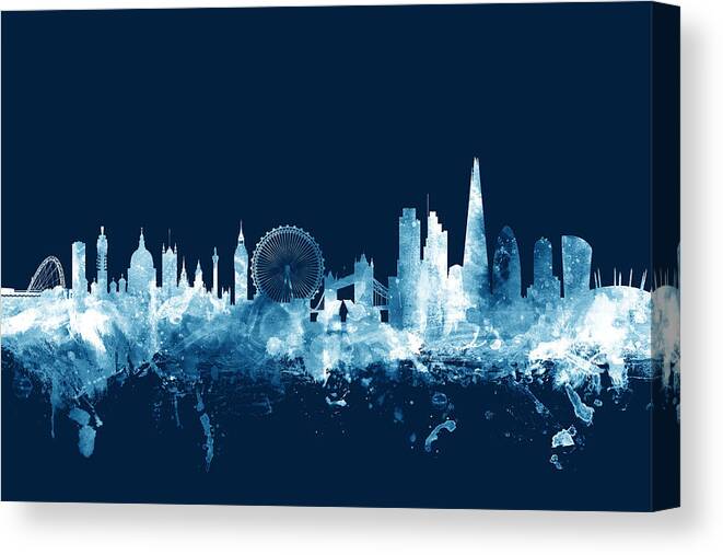 London Canvas Print featuring the digital art London England Skyline #29 by Michael Tompsett