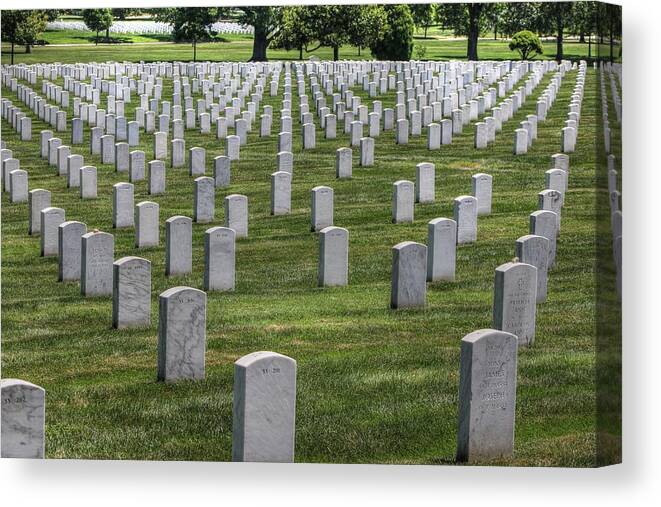 Arlington Cemetery Washington Dc Usa Canvas Print featuring the photograph Arlington Cemetery Washington DC USA #3 by Paul James Bannerman