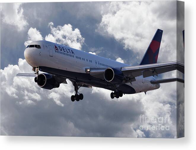 Delta Canvas Print featuring the digital art Delta Airlines Boeing 767 #3 by Airpower Art