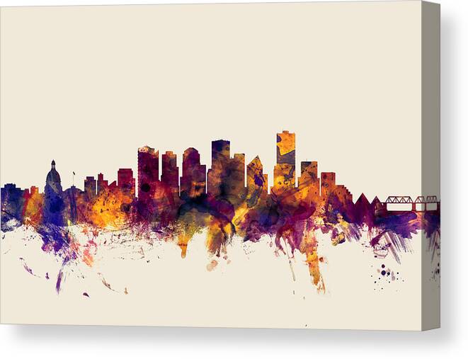 City Canvas Print featuring the digital art Edmonton Canada Skyline #3 by Michael Tompsett