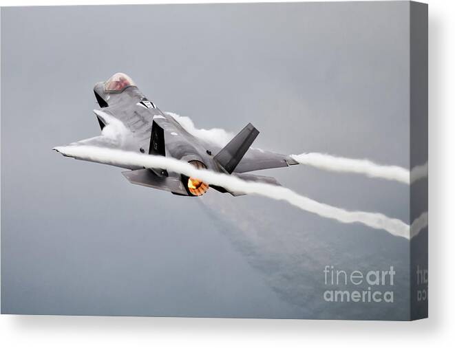 F35 Canvas Print featuring the digital art F35 Lightning II by Airpower Art