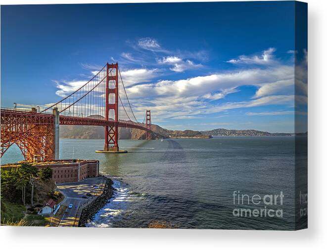 Golden Gate Bridge Canvas Print featuring the photograph Golden Gate Suspension Bridge #3 by David Zanzinger
