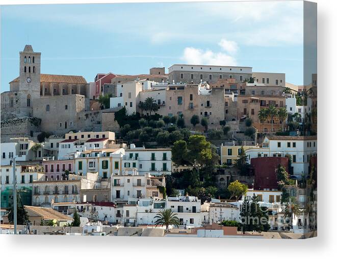Balearic Islands Canvas Print featuring the photograph Ibiza Town and Castle #3 by Rod Jones