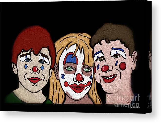 Clown Canvas Print featuring the digital art 3 Jesters by Megan Dirsa-DuBois