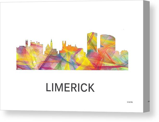 Limerick Ireland Skyline Canvas Print featuring the digital art Limerick Ireland Skyline #3 by Marlene Watson