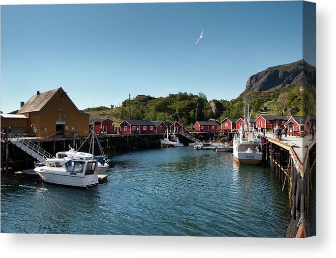 Nusfjord Canvas Print featuring the photograph Nusfjord Fishing Village #3 by Aivar Mikko