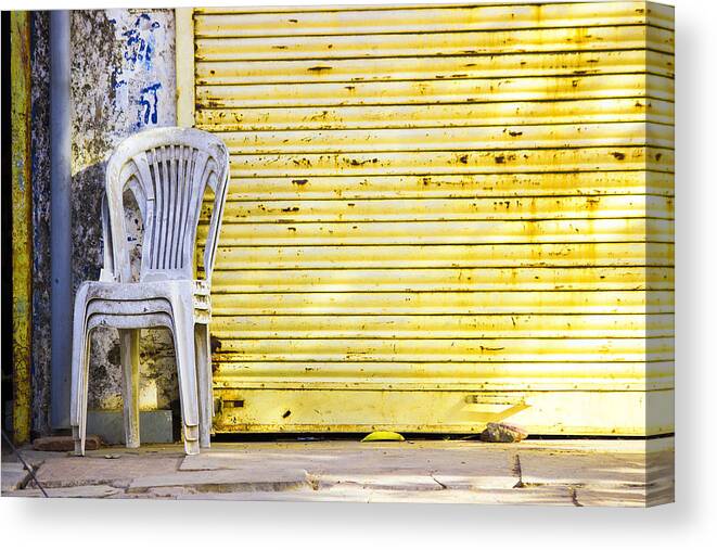 Three Chairs Canvas Print featuring the photograph 3 Opportunities by Prakash Ghai