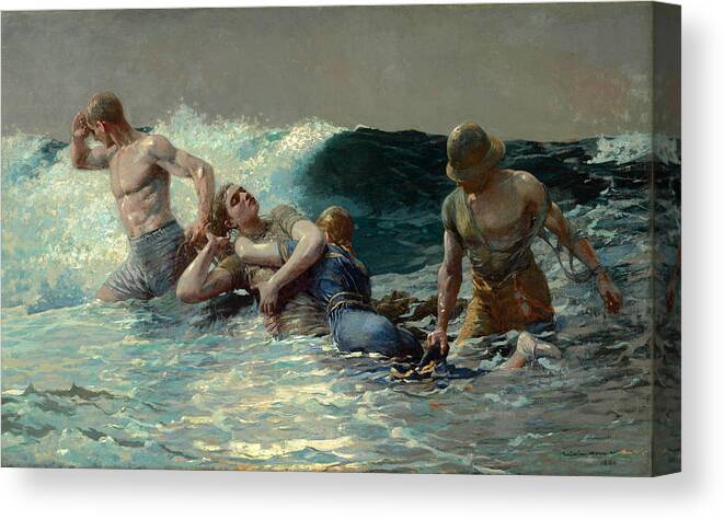 Winslow Homer Canvas Print featuring the painting Undertow by Winslow Homer
