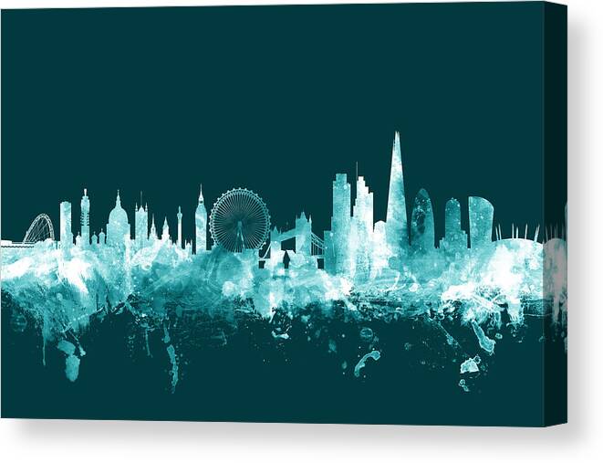 London Canvas Print featuring the digital art London England Skyline #30 by Michael Tompsett