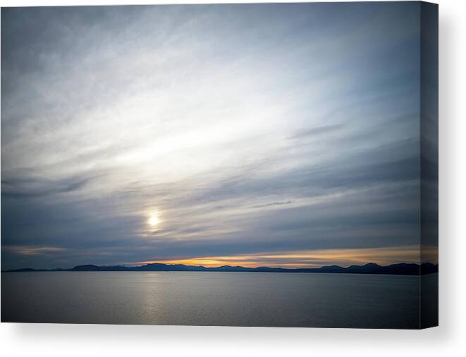Sunset Canvas Print featuring the photograph Sunset Over Alaska Fjords On A Cruise Trip Near Ketchikan #30 by Alex Grichenko