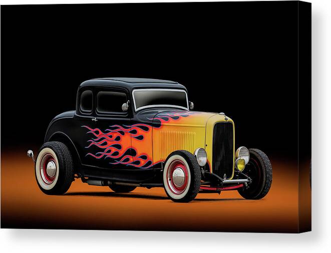 Vintage Canvas Print featuring the digital art 32 Ford Five-Window by Douglas Pittman
