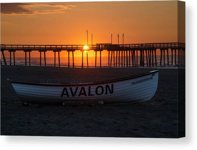 32nd Canvas Print featuring the photograph 32nd Street Pier - Sunrise at Avalon New Jersey by Bill Cannon