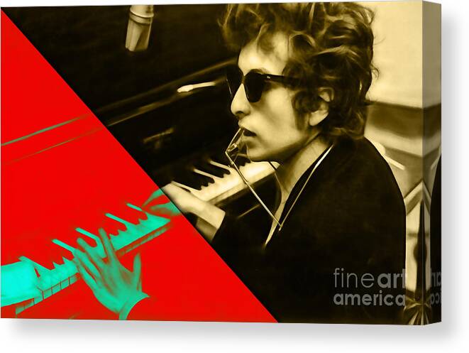 Bob Dylan Art Canvas Print featuring the mixed media Bob Dylan Collection #36 by Marvin Blaine