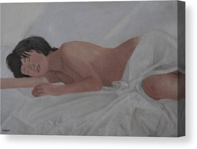Nude Canvas Print featuring the painting Morning #4 by Masami Iida