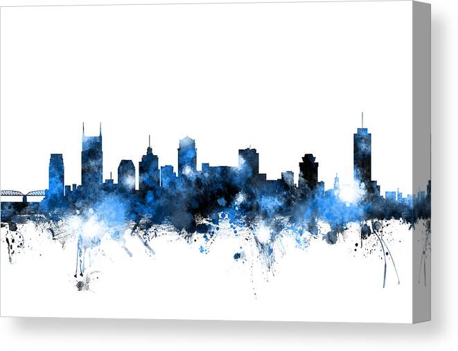 United States Canvas Print featuring the digital art Nashville Tennessee Skyline #4 by Michael Tompsett
