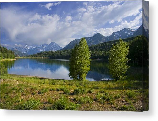 Panoramic Canvas Print featuring the photograph Mountain Lake #48 by Mark Smith