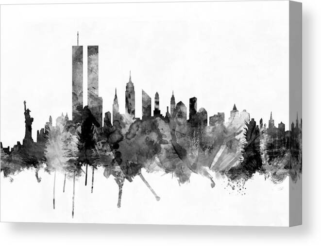 New York Canvas Print featuring the digital art New York City Skyline #5 by Michael Tompsett