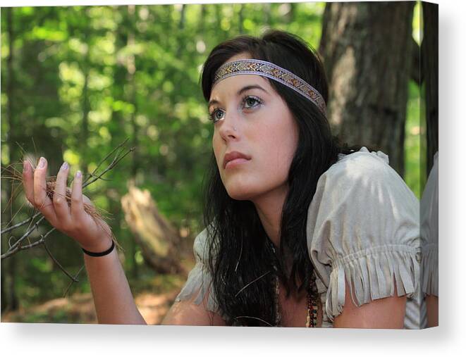 Pocahontas Canvas Print featuring the photograph Zena as Pocahontas #5 by Tom Johnson