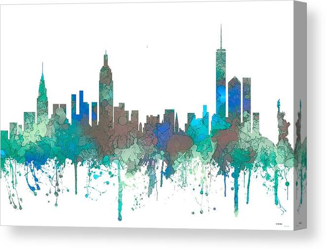 New York Ny Skyline Canvas Print featuring the digital art New York NY Skyline #6 by Marlene Watson