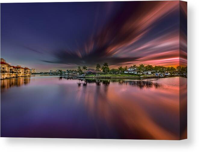 Naples Canvas Print featuring the photograph Sunrise at Naples, Florida #6 by Peter Lakomy