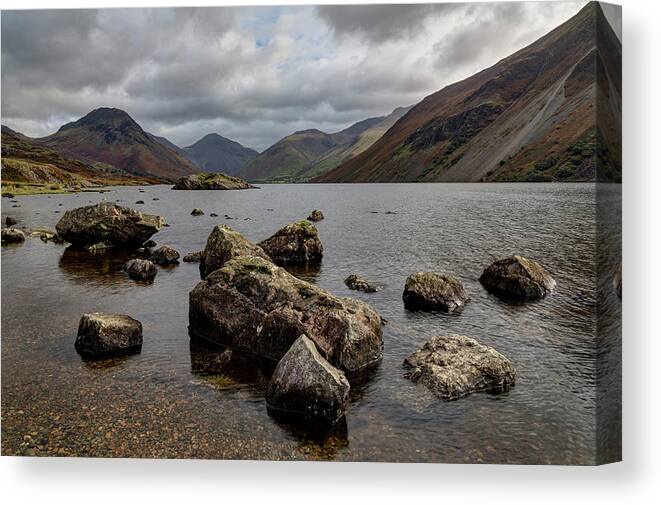 Wastwater Canvas Print featuring the photograph Wastwater stones #6 by Graham Moore