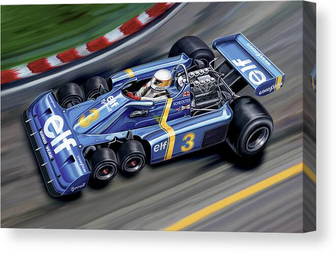 6 Wheel Canvas Print featuring the digital art 6 Wheel Tyrrell P34 F-1 Car by David Kyte