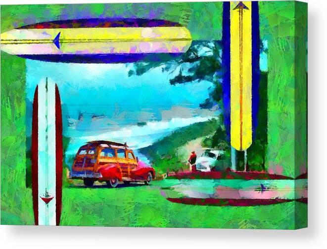 60's Canvas Print featuring the digital art 60's Surfing by Caito Junqueira