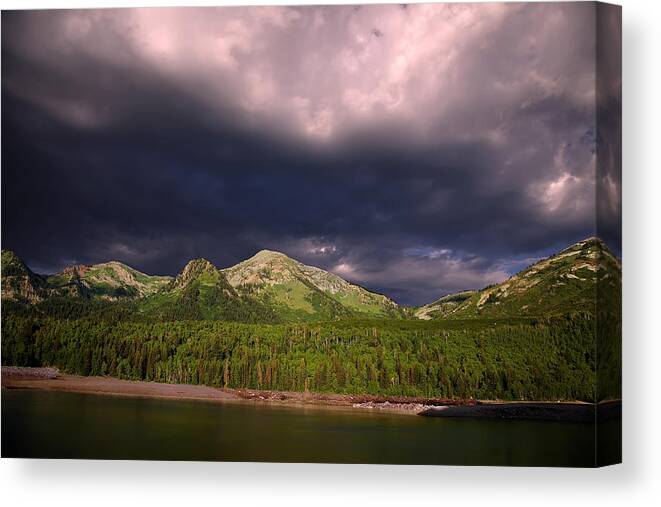 Background Beauty Blue Clouds Colors Landscape Mountain Mountain Canvas Print featuring the photograph Mountain Lake #67 by Mark Smith