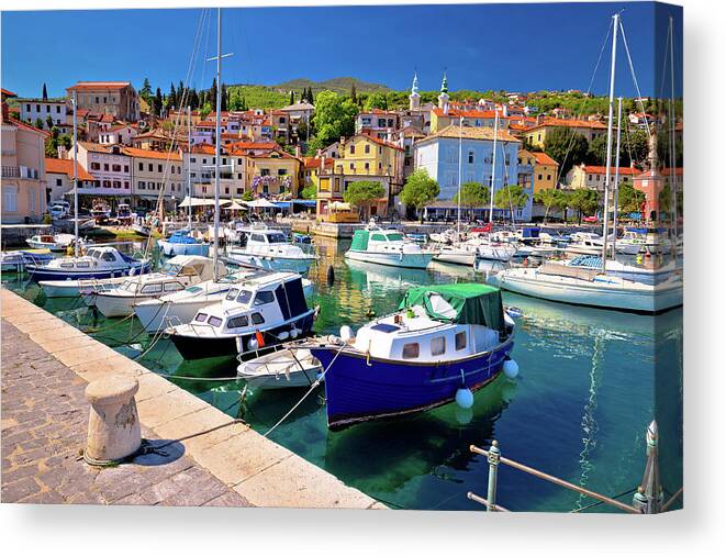 Opatija Canvas Print featuring the photograph Idyllic mediterranean waterfront in Volosko village #7 by Brch Photography