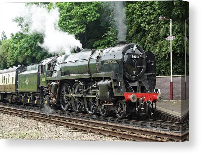 70013 Canvas Print featuring the photograph 70013 Oliver Cromwell at Leicester by David Birchall
