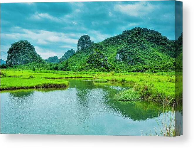 Landscape Canvas Print featuring the photograph Karst rural scenery in spring #77 by Carl Ning