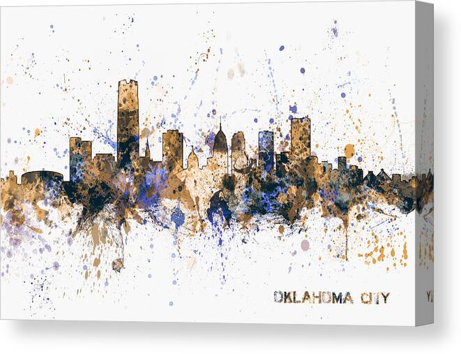 Oklahoma City Canvas Print featuring the digital art Oklahoma City Skyline #8 by Michael Tompsett