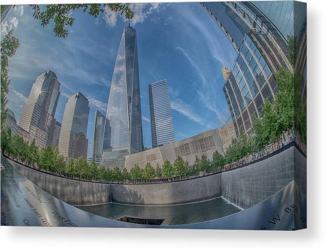  Canvas Print featuring the photograph 9/11 Memorial by Alan Goldberg