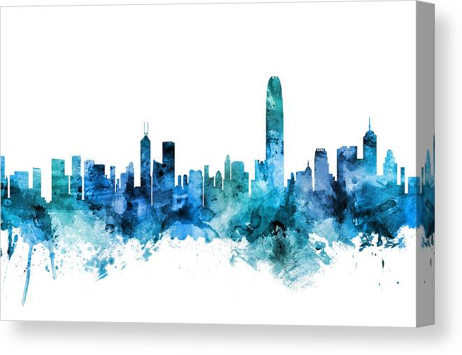 Hong Kong Canvas Print featuring the digital art Hong Kong Skyline #9 by Michael Tompsett