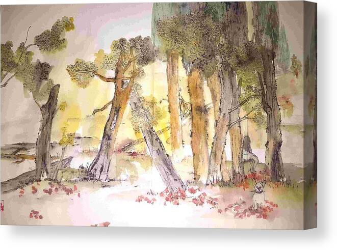 Trees. Landscape Canvas Print featuring the painting Trees trees trees album #9 by Debbi Saccomanno Chan